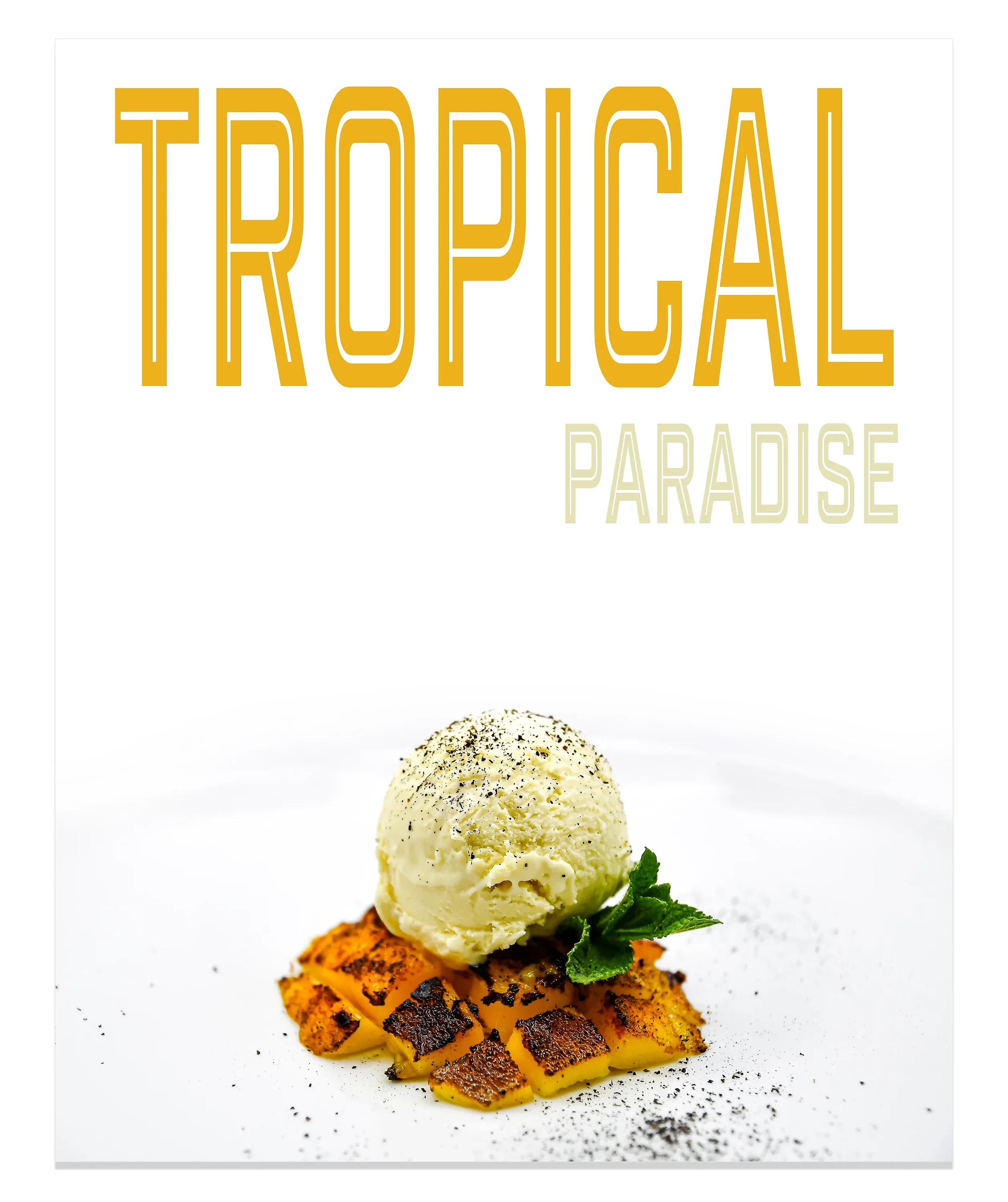 Spiced Mango with Coconut Ice Cream magazine-style recipe cover