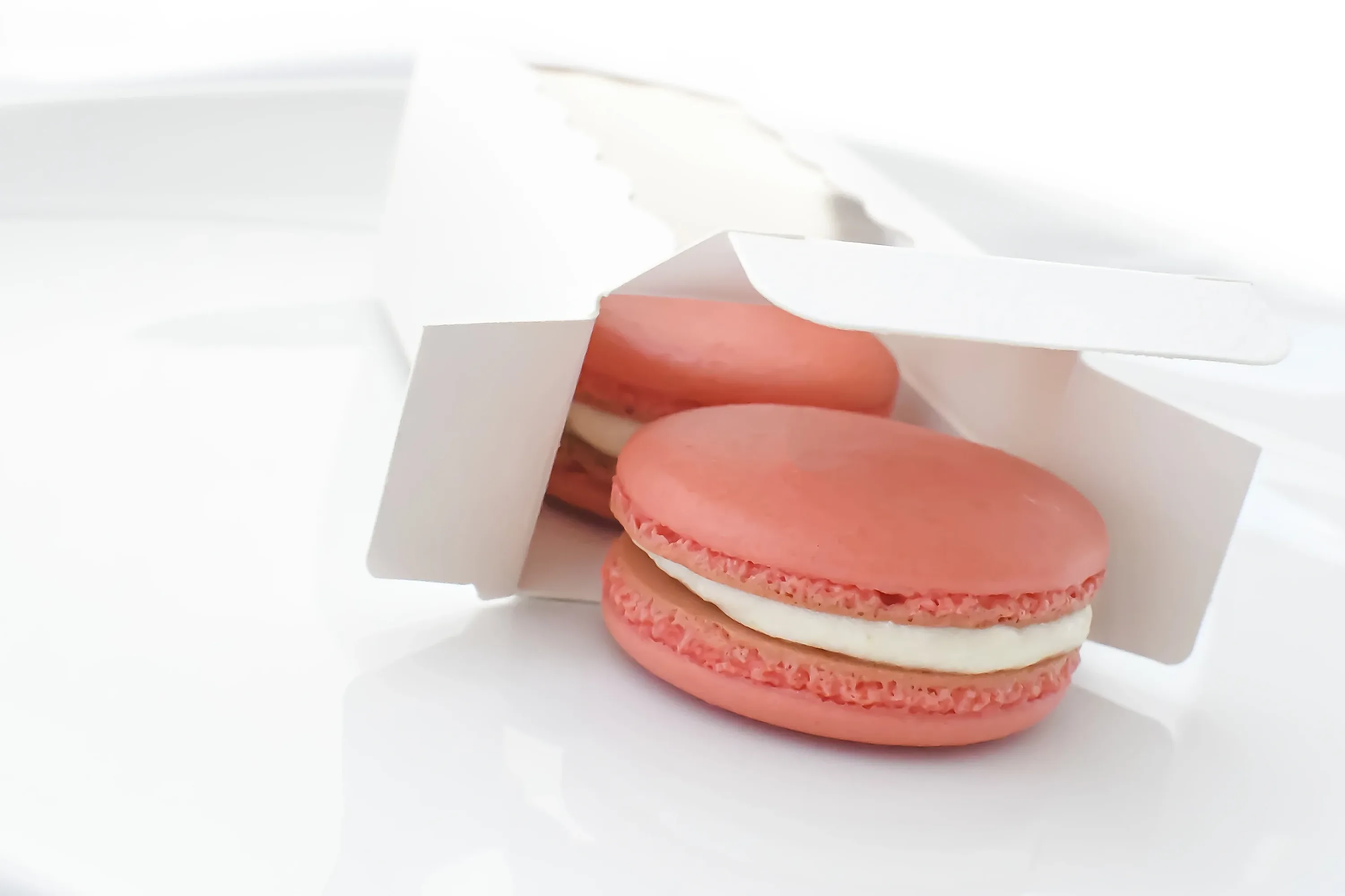 Close view of delicate macaron shells